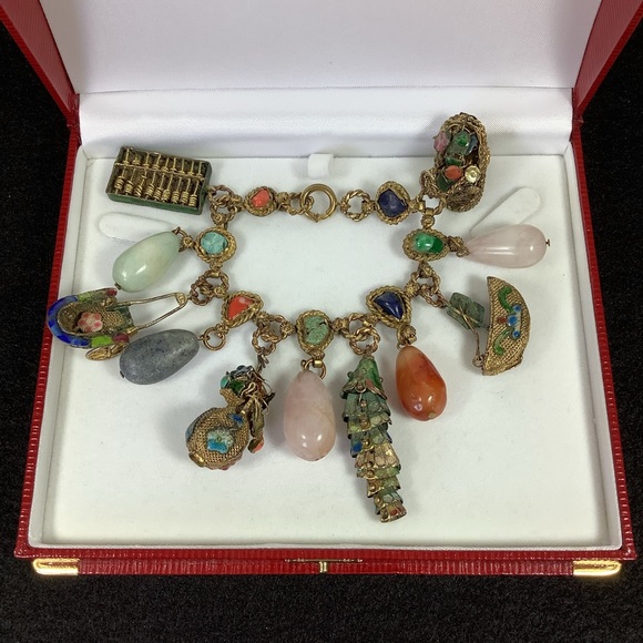 Antique Chinese export filigree enamel charm br.